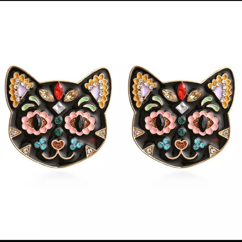 Cat crystal earrings